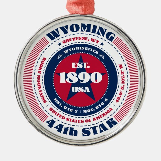 Wyoming 44e staat kerstversiering metalen ornament (Voorkant)
