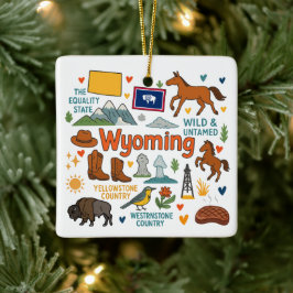 Wyoming Aangepaste Gezinsreis Kerstmis Keramisch Ornament