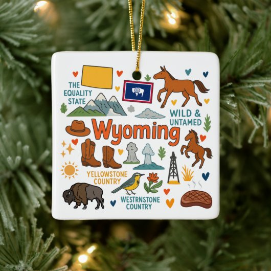 Wyoming Aangepaste Gezinsreis Kerstmis Keramisch Ornament (Boom)
