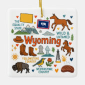 Wyoming Aangepaste Gezinsreis Kerstmis Keramisch Ornament (Voorkant)