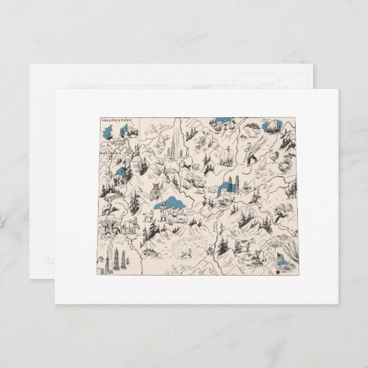 Wyoming Afbeelding Map Antiek State Chart Briefkaart (Voorkant / Achterkant)