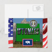 Wyoming Afbeelding & tekst, kaart, vlag & staatsze Briefkaart (Voorkant / Achterkant)