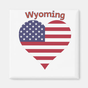 Wyoming American Flag Heart Magneet
