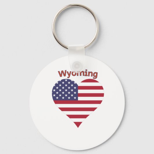 Wyoming American Flag Heart Sleutelhanger (Voorkant)