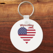 Wyoming American Flag Heart Sleutelhanger (Voorkant)