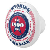 Wyoming Amerikaanse staat Rood Wit Blauw Typografi Keramische Knop (Rechts)