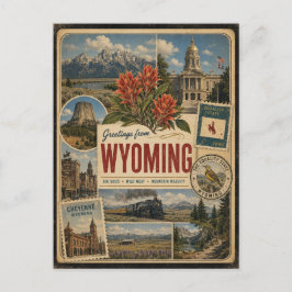 Wyoming authentieke vintage stijl ansichtkaart briefkaart