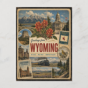 Wyoming authentieke vintage stijl ansichtkaart briefkaart