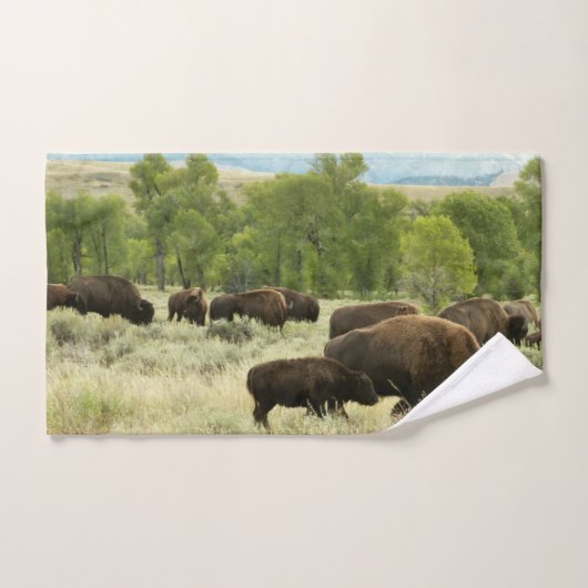 Wyoming Bison Natuur Animal Fotografie Handdoek (Handdoek)