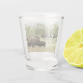 Wyoming Bison Natuur Animal Fotografie Shot Glas (Achterkant)