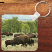 Wyoming Bison Natuur Animal Fotografie Sleutelhanger (Achterkant)