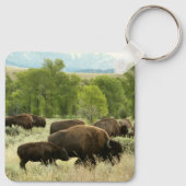 Wyoming Bison Natuur Animal Fotografie Sleutelhanger (Achterkant)