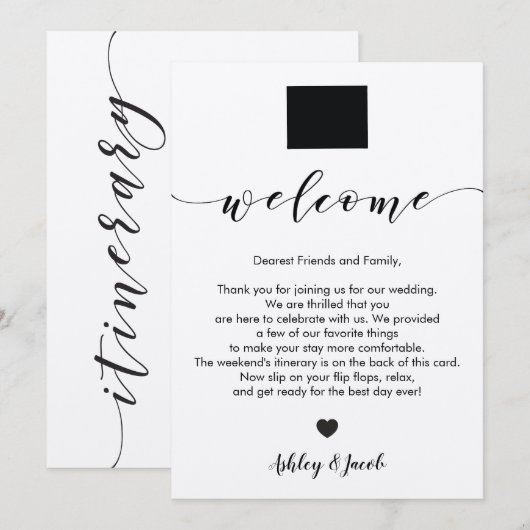 Wyoming bruiloft welkomstbrief en reisschema Kaart (Voorkant / Achterkant)