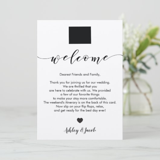 Wyoming bruiloft welkomstbrief en reisschema Kaart (Staand voorkant)