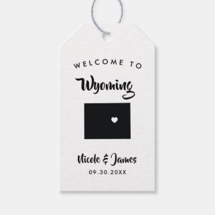 Wyoming bruiloft welkomsttas Labels, kaart Cadeaulabel