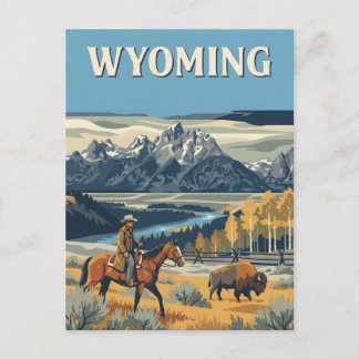 Wyoming Cowboy Bizon Vintage Poster Briefkaart