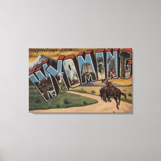 Wyoming (Cowboy)grote lettertjesWyoming Canvas Afdruk (Voorkant)
