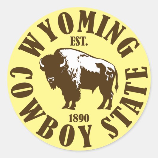 Wyoming, cowboystaat ronde sticker (Voorkant)