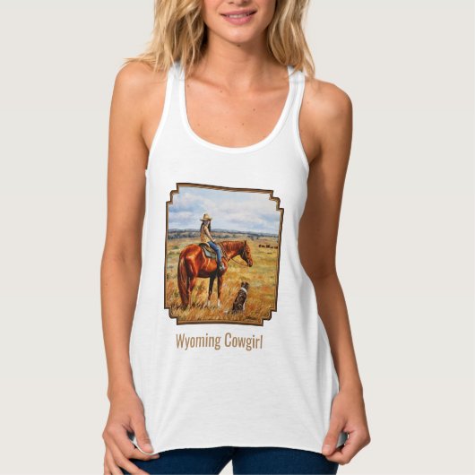 Wyoming Cowgirl op het vee paard Tanktop (Voorkant)