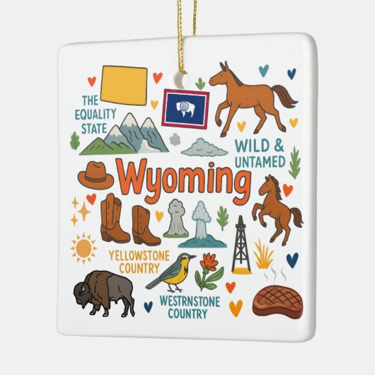 Wyoming Custom Family Trip Christmas Keramisch Ornament (Links)