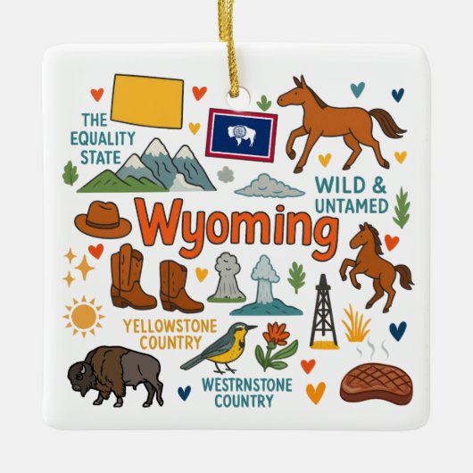 Wyoming Custom Family Trip Christmas Keramisch Ornament (Voorkant)