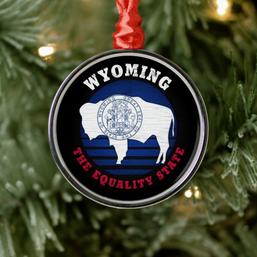 WYOMING EQUALITY STATE FLAG METALEN ORNAMENT (Boom)
