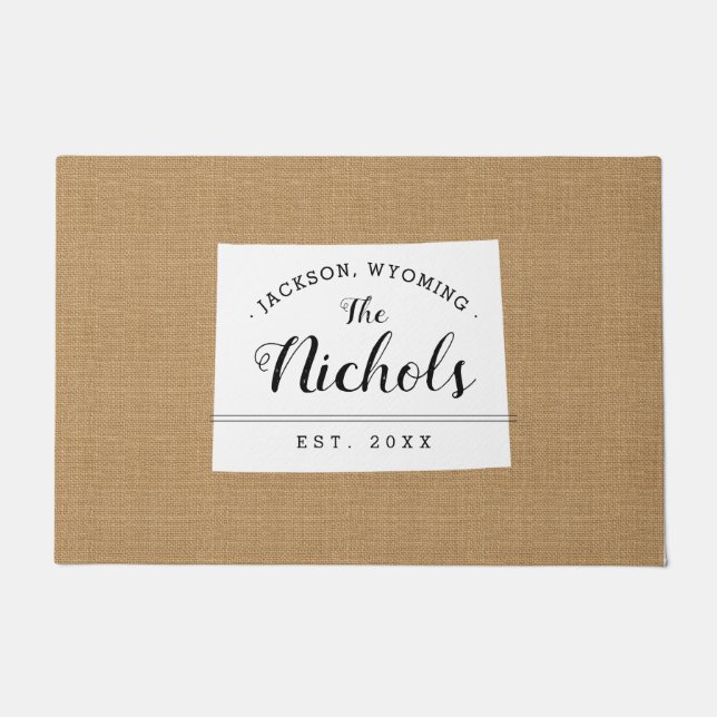 Wyoming Familie Monogram Staat Deurmat (Voorkant)