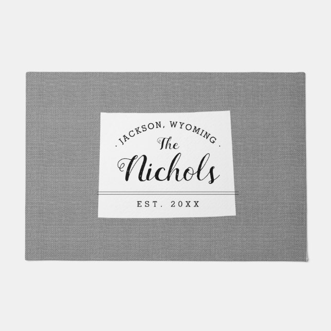 Wyoming Familie Monogram Staat Deurmat (Voorkant)