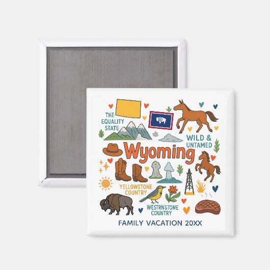 Wyoming Family Vacation Keepsake Custom Magnet (Voorkant / Achterkant)