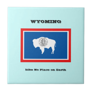Wyoming Flag en Slogan Tegeltje