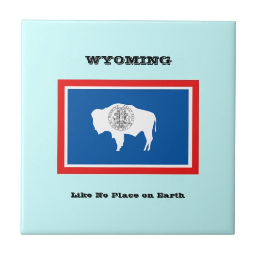 Wyoming Flag en Slogan Tegeltje (Voorkant)