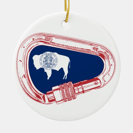 Wyoming Flag Klim Carabiner Keramisch Ornament (Voorkant)