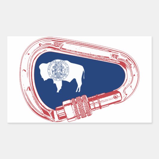 Wyoming Flag Klim Carabiner Rechthoekige Sticker (Voorkant)