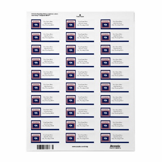 Wyoming Flag Return Address Label (Full Sheet)