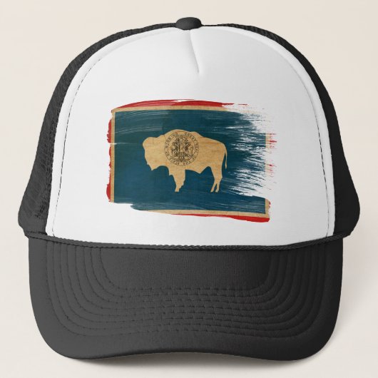 Wyoming Flag Trucker Hat Trucker Pet (Voorkant)