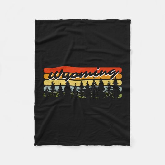 Wyoming Forest Sunset Trees Cabin Theme Souvenir Fleece Deken (Voorkant)