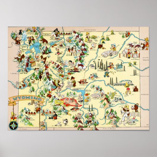 Wyoming Funny  Map Poster (Voorkant)