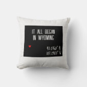 Wyoming GPS-coördinaten met hart Kussen (Voorkant)