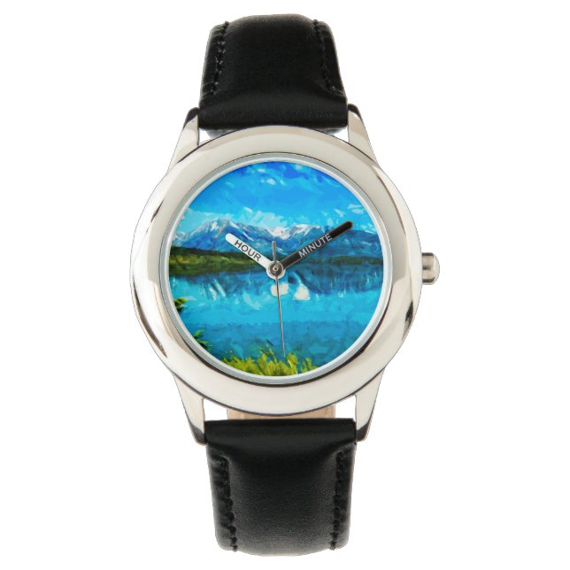Wyoming Grand Teton Mountains Abstract Horloge (Voorkant)