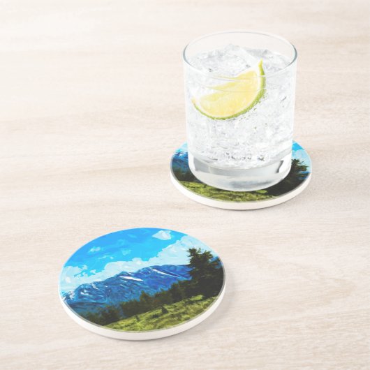 Wyoming Grand Teton Mountains Abstract Zandsteen Onderzetter (Zijkant)