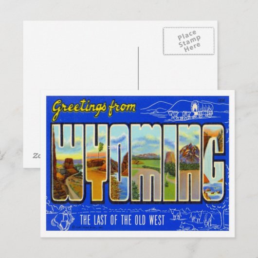 Wyoming Greetings uit de VS Briefkaart (Voorkant / Achterkant)