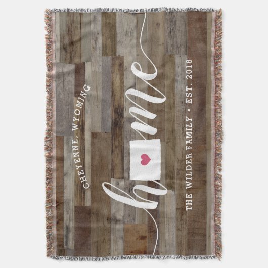 Wyoming Home State Personalized Wood Kijk uit Deken (Voorkant Verticaal)