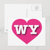 Wyoming Hot Pink Heart - Ik hou van WY Briefkaart (Voorkant / Achterkant)