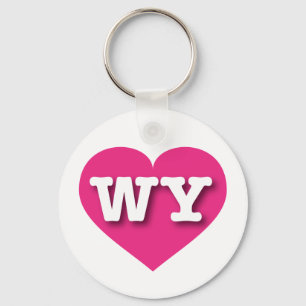 Wyoming Hot Pink Heart - Ik hou van WY Sleutelhanger
