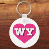 Wyoming Hot Pink Heart - Ik hou van WY Sleutelhanger (Voorkant)