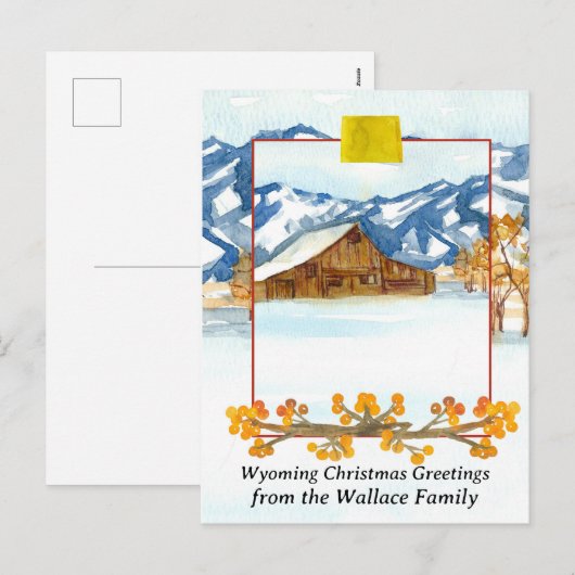 Wyoming Kerstgroeten Boerderij Custom Feestdagenkaart (Voorkant / Achterkant)