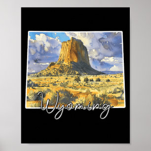 Wyoming landschap aquarel kunst voor natuur liefhe poster