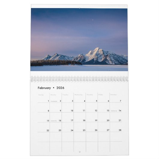 Wyoming Landschappen Kalender (Feb 2026)
