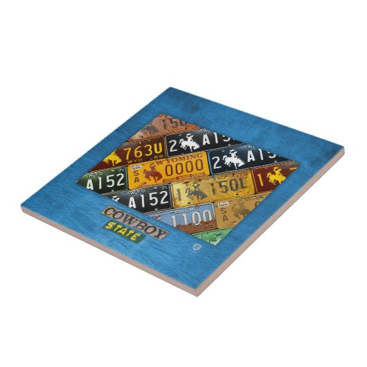 Wyoming License Bord Kaart keramische tegel V2 Tegeltje (Zijkant)