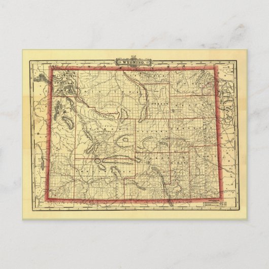 Wyoming Map 1895 Briefkaart (Voorkant)